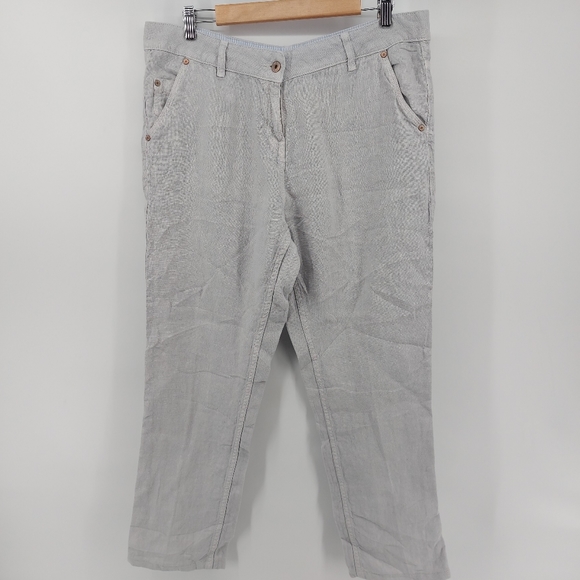 Poetry Linen Gray Straight Leg Pants Size 12 - Picture 2 of 8